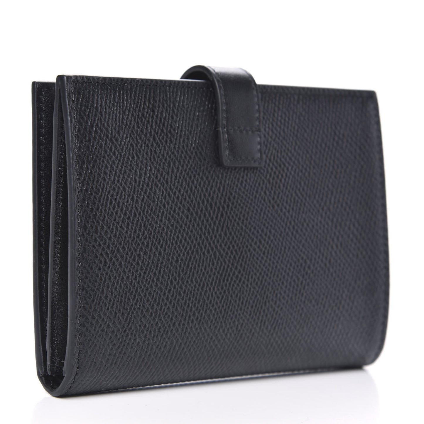 Grained Calfskin Medium Multifunction Strap Wallet Black