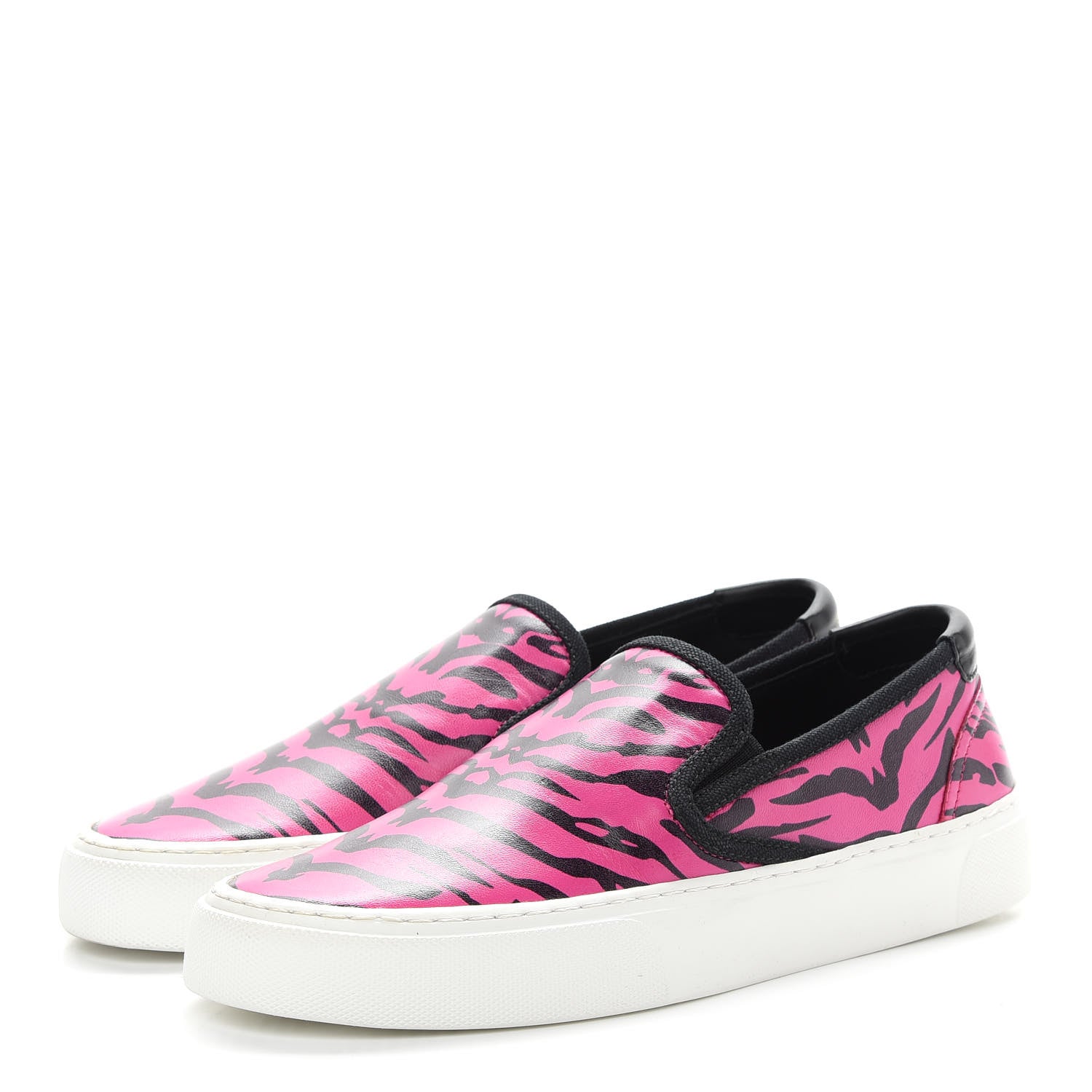 Saint Laurent Nappa Zebra Womens Venice Slip On Sneakers 38 Fuchsia Black 3 of 8