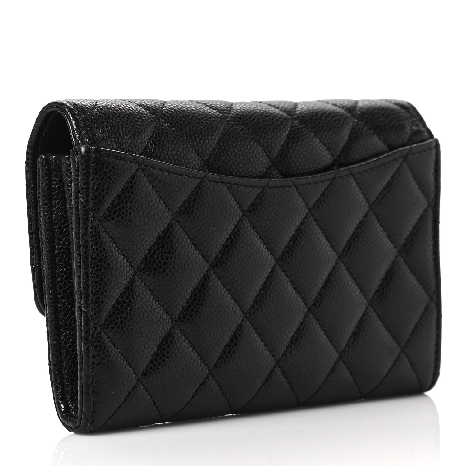 Chanel Caviar Quilted Large Gusset Flap Wallet Black 3 of 8