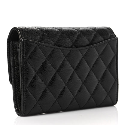 Chanel Caviar Quilted Large Gusset Flap Wallet Black 3 of 8