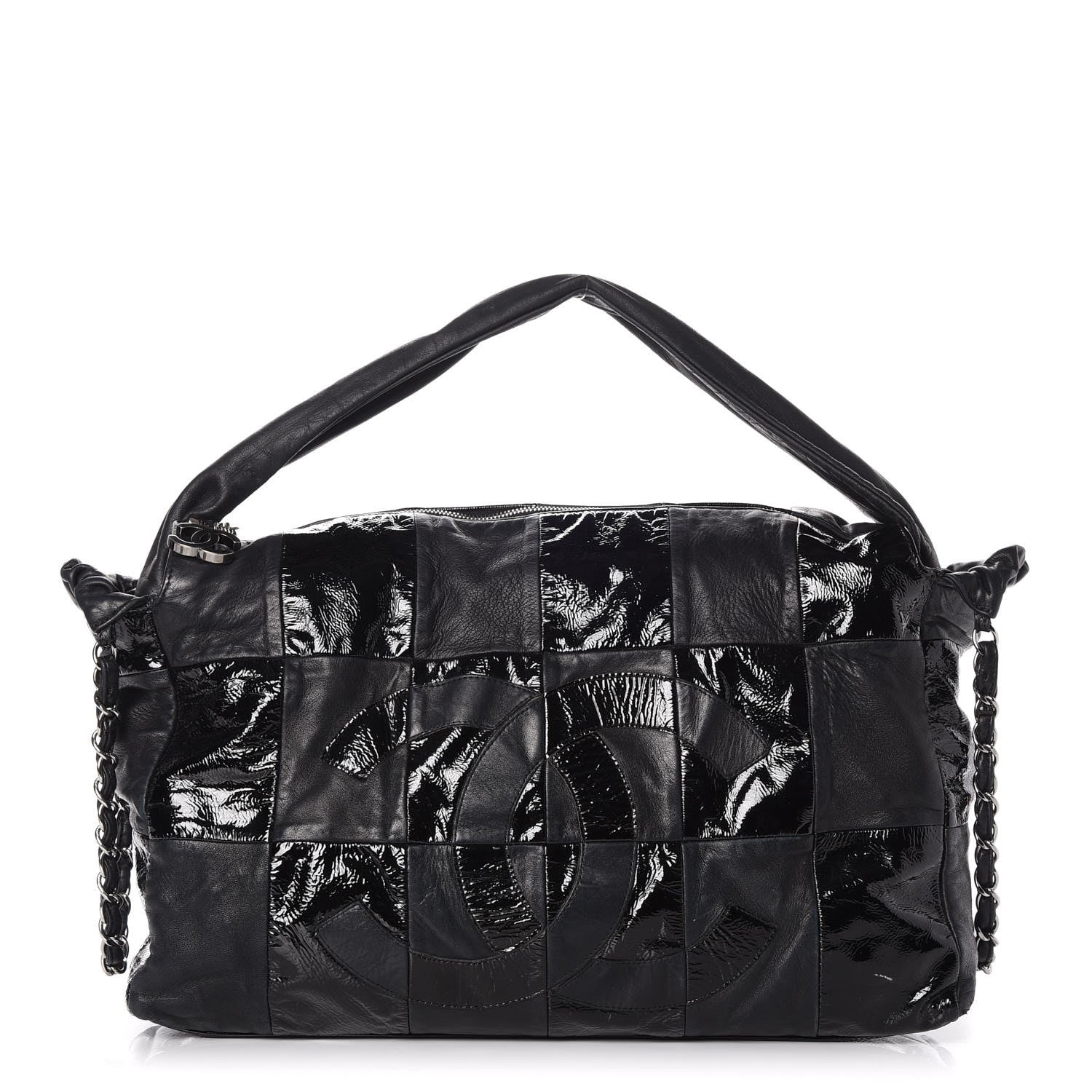 Chanel Lambskin Patent Calfskin Brooklyn Patchwork Hobo Black 1 of 9