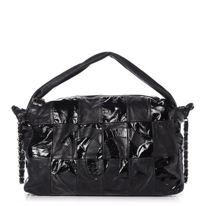Chanel Lambskin Patent Calfskin Brooklyn Patchwork Hobo Black 1 of 9