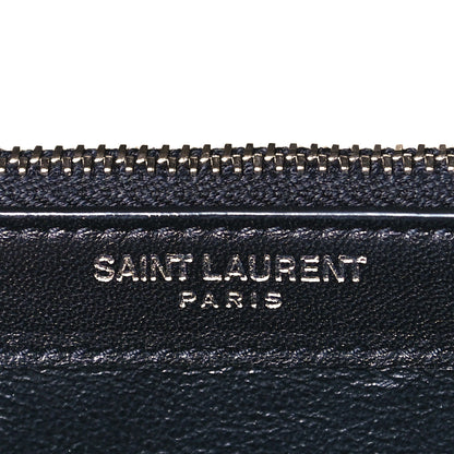 Saint Laurent Metallic Grain De Poudre Matelasse Chevron Monogram Chain Wallet Piombo 7 of 9