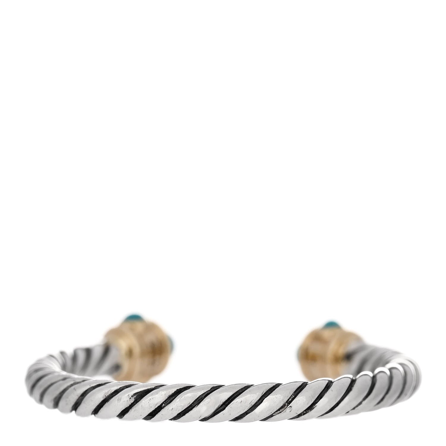 David Yurman Sterling Silver 14K Yellow Gold Diamond Turquoise Renaissance Ring 54 6.75 3 of 4
