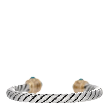 David Yurman Sterling Silver 14K Yellow Gold Diamond Turquoise Renaissance Ring 54 6.75 3 of 4