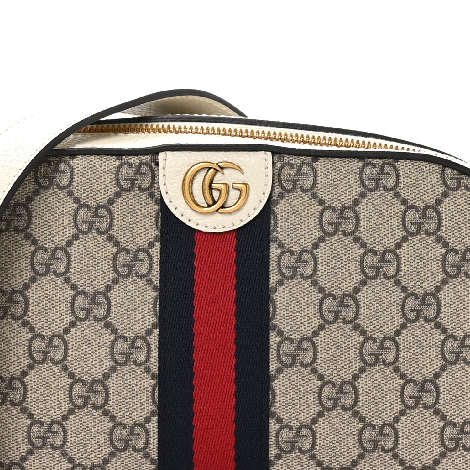Gucci GG Supreme Monogram Textured Calfskin Web Small Ophidia Camera Bag Beige Ebony Mystic White 9 of 11