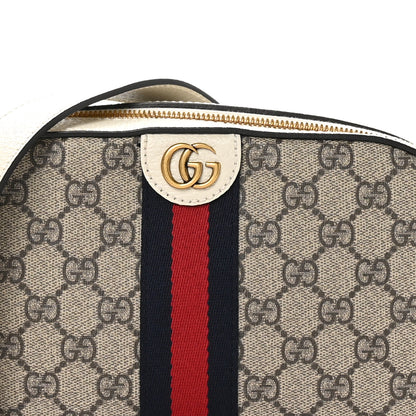 Gucci GG Supreme Monogram Textured Calfskin Web Small Ophidia Camera Bag Beige Ebony Mystic White 9 of 11