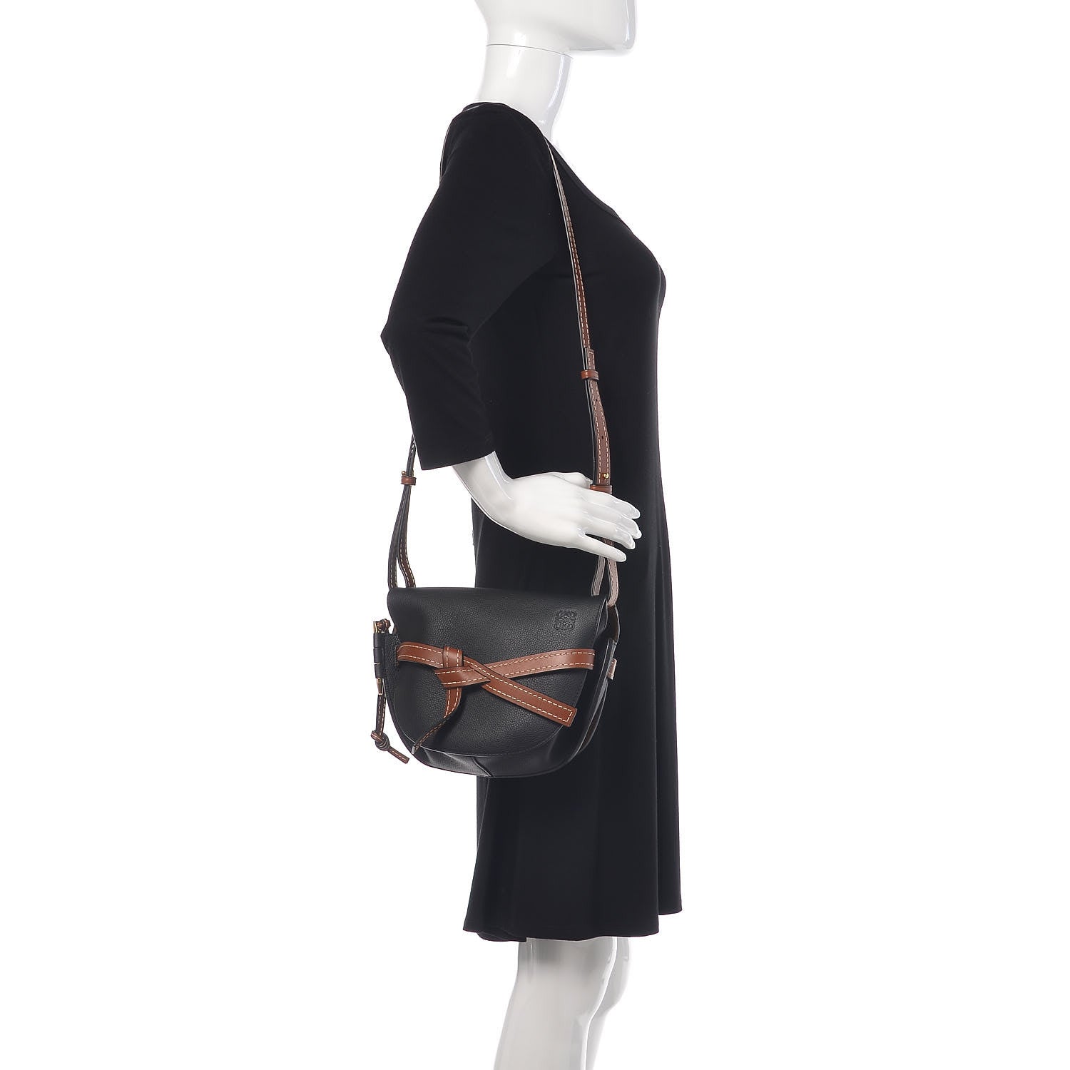 Loewe Grained Calfskin Small Gate Crossbody Bag Pecan Black 2 of 11