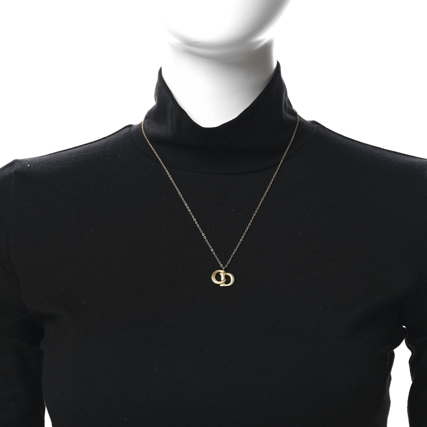 Metal CD Logo Pendant Necklace Gold