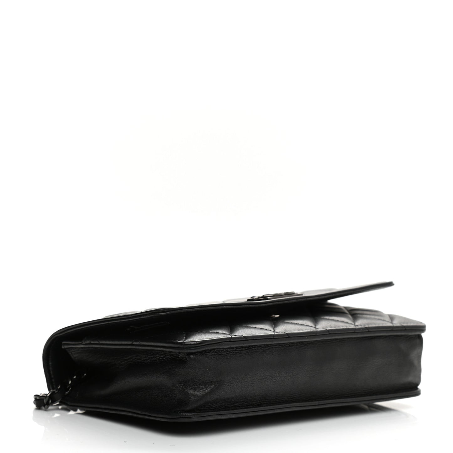 Calfskin Quilted Boy Wallet On Chain WOC Black