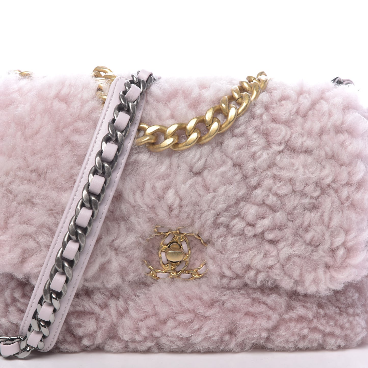 Shearling Sheepskin Medium 19 Flap Light Pink