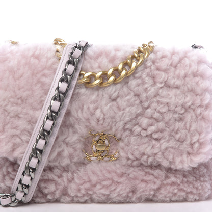 Chanel Shearling Sheepskin Medium 19 Flap Light Pink 10 of 11