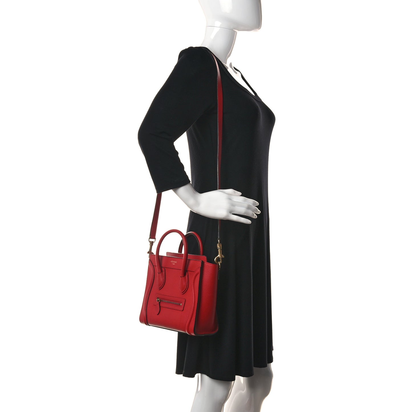 Drummed Calfskin Nano Luggage Red