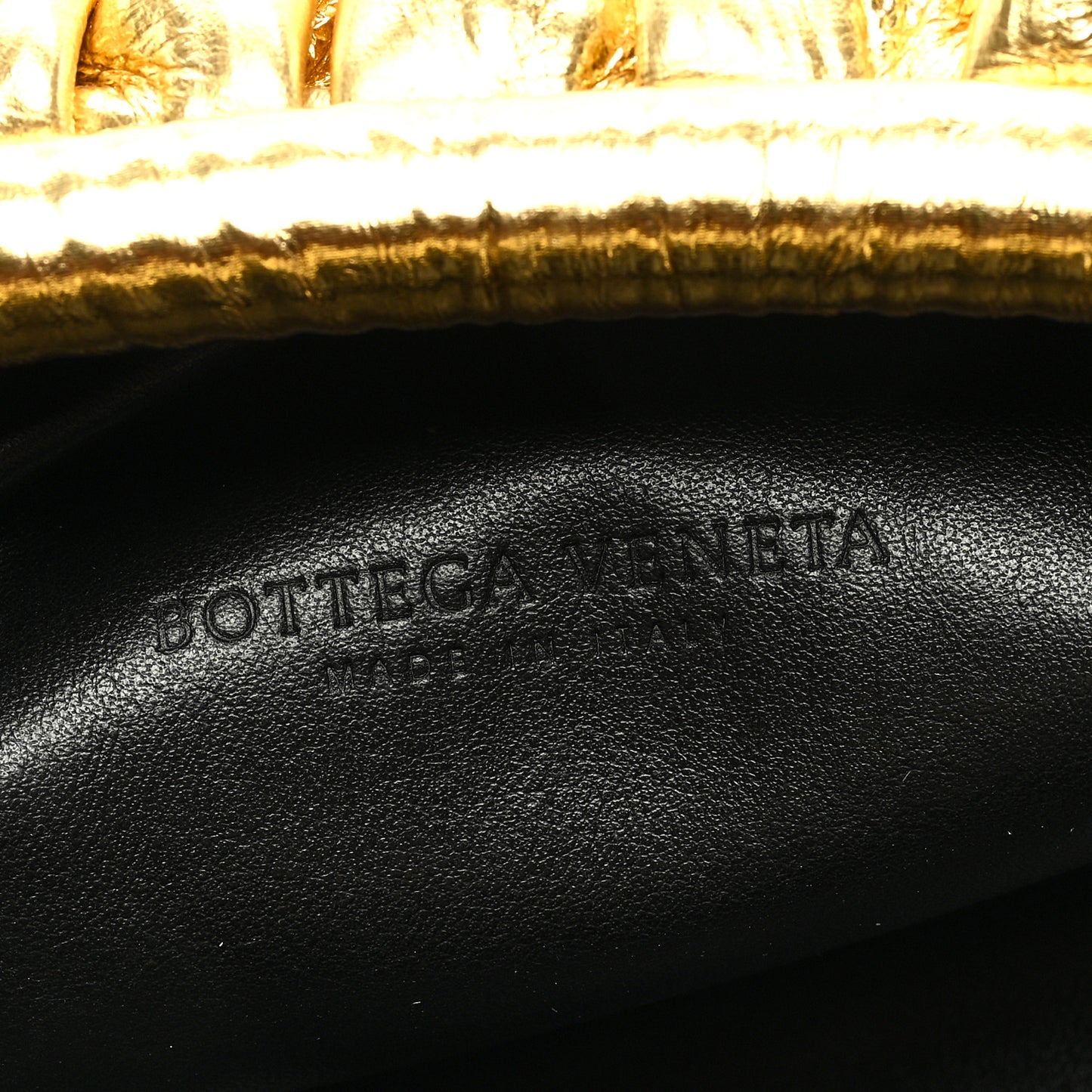 Metallic Bark Calfskin Embossed The Pouch Oversized Clutch Oro