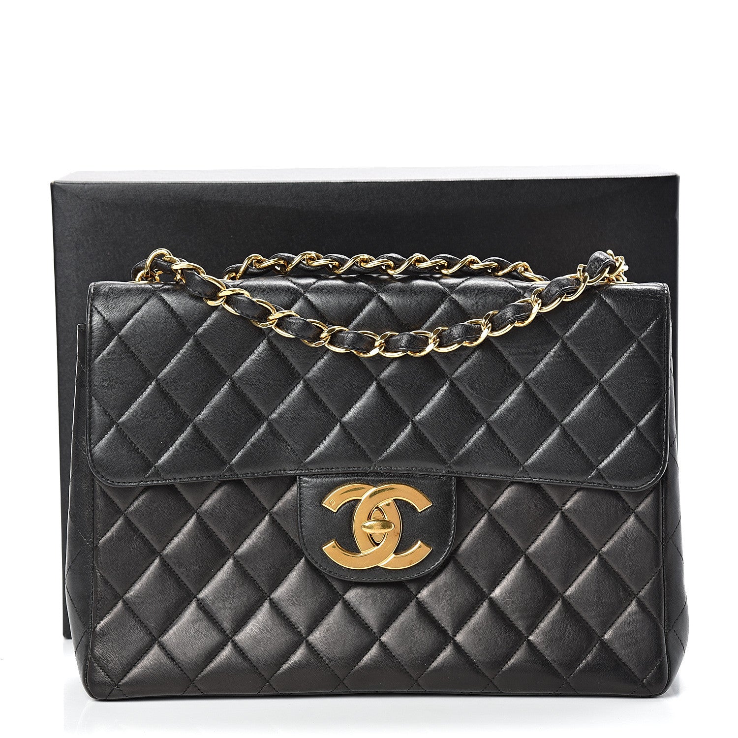 Chanel Lambskin Quilted XL Jumbo Single Flap Black 17 of 17