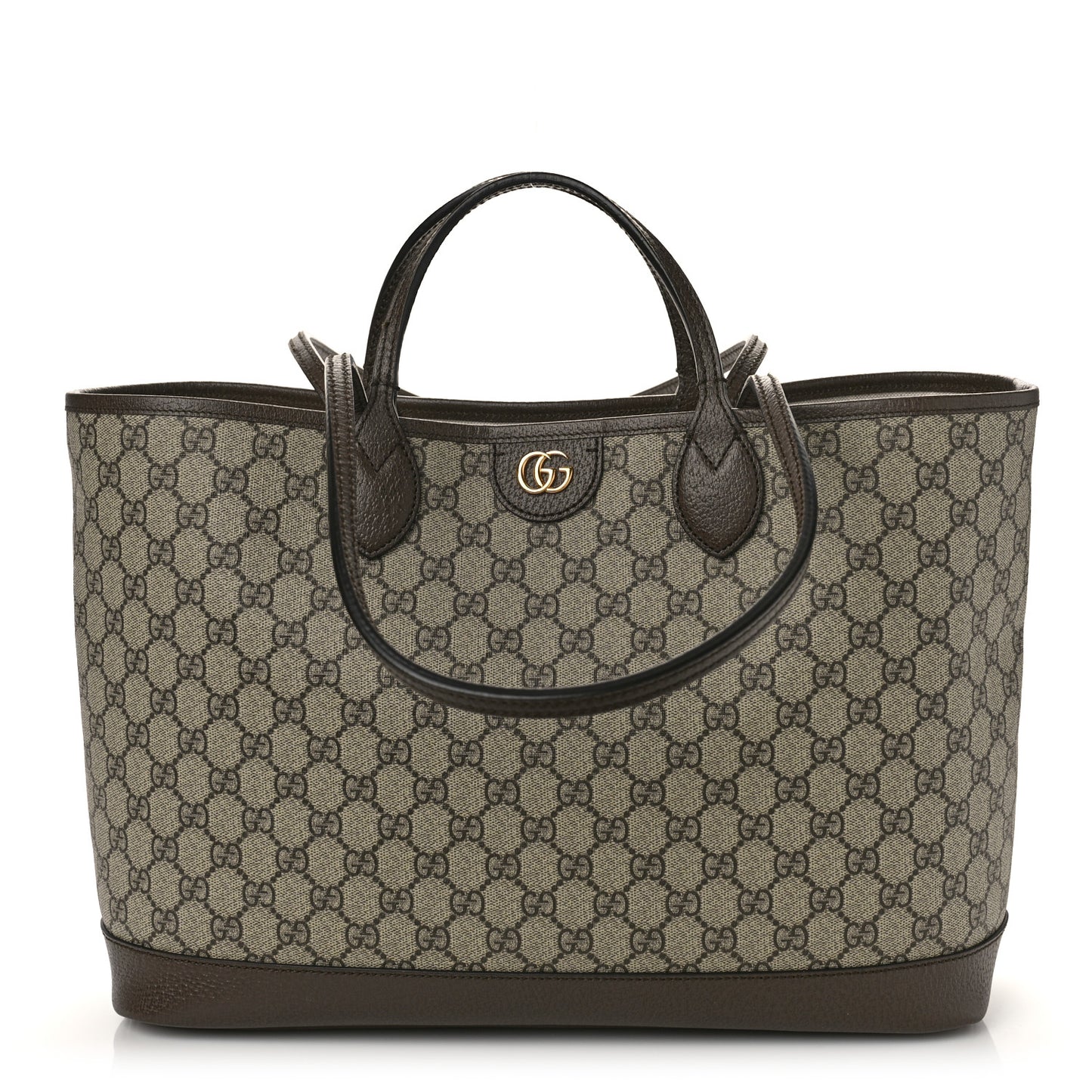GG Supreme Monogram Textured Calfskin Medium Ophidia Shoulder Tote Bag Beige Ebony New Acero