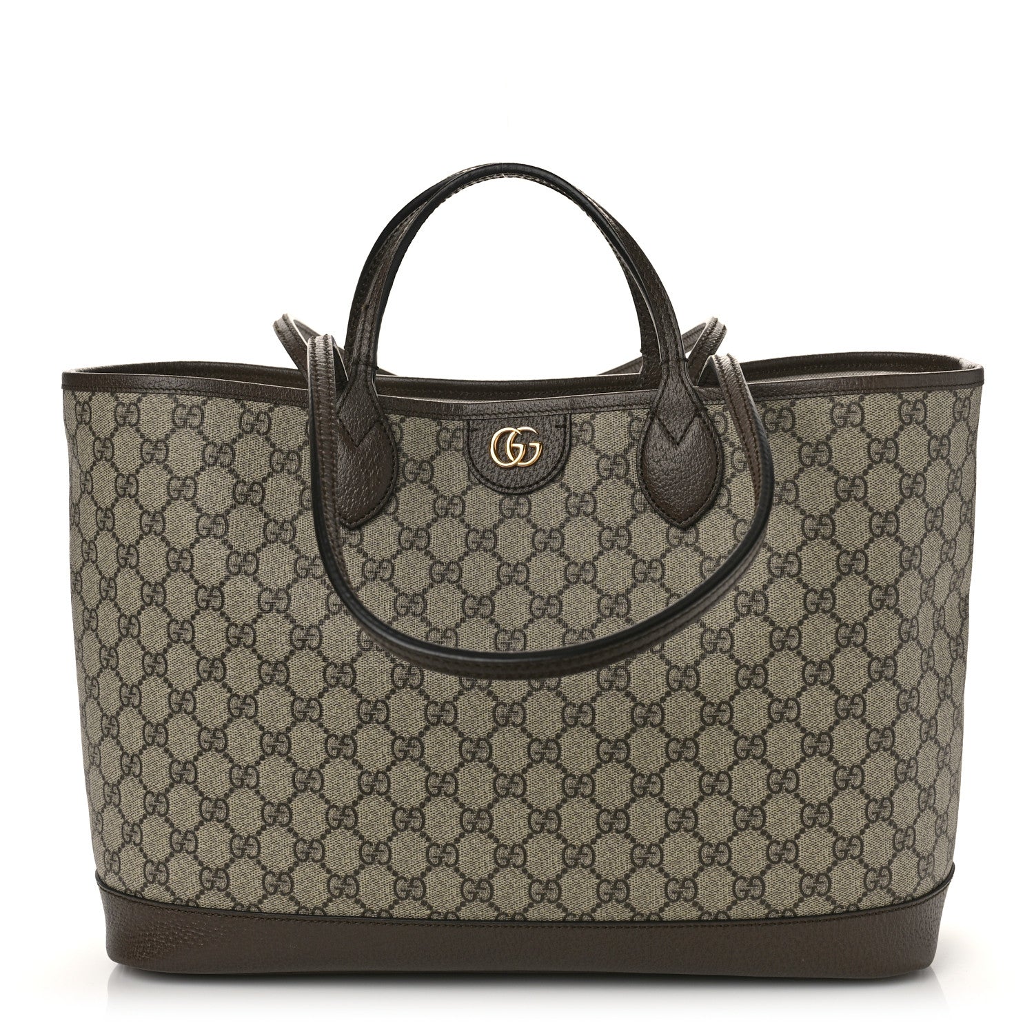 Gucci GG Supreme Monogram Textured Calfskin Medium Ophidia Shoulder Tote Bag Beige Ebony New Acero 1 of 9