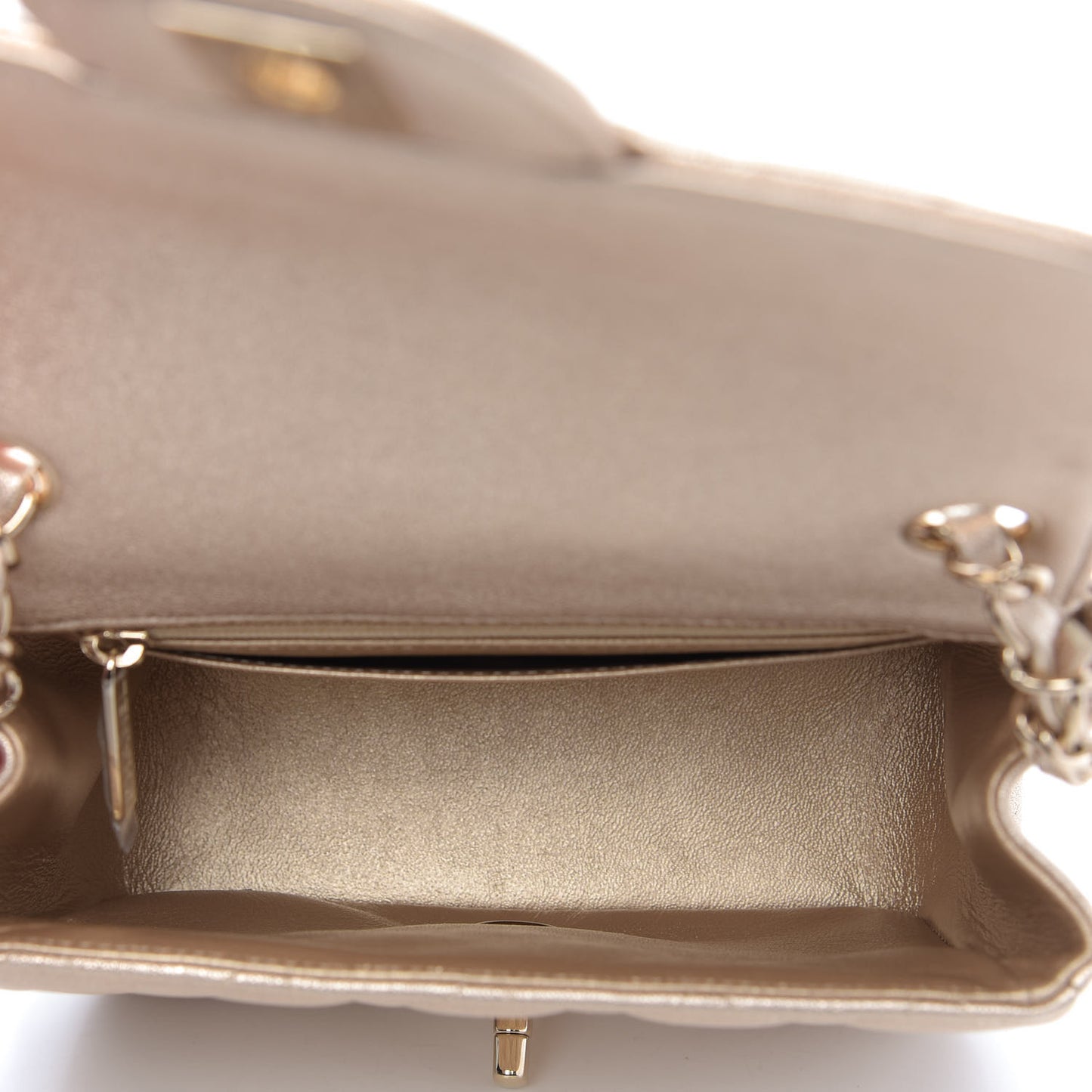 Metallic Lambskin Quilted Mini Square Flap Gold