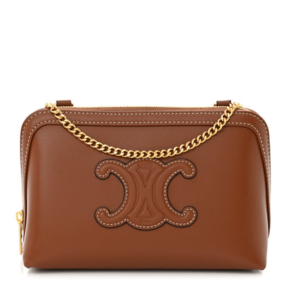 Celine Smooth Calfskin Cuir Triomphe Clutch on Chain Tan 1 of 11