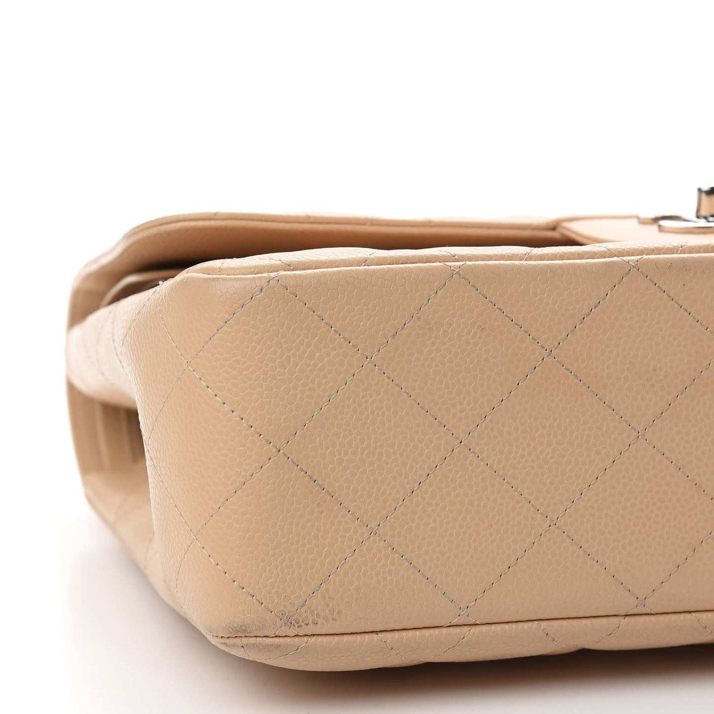 Caviar Quilted Jumbo Double Flap Beige Clair