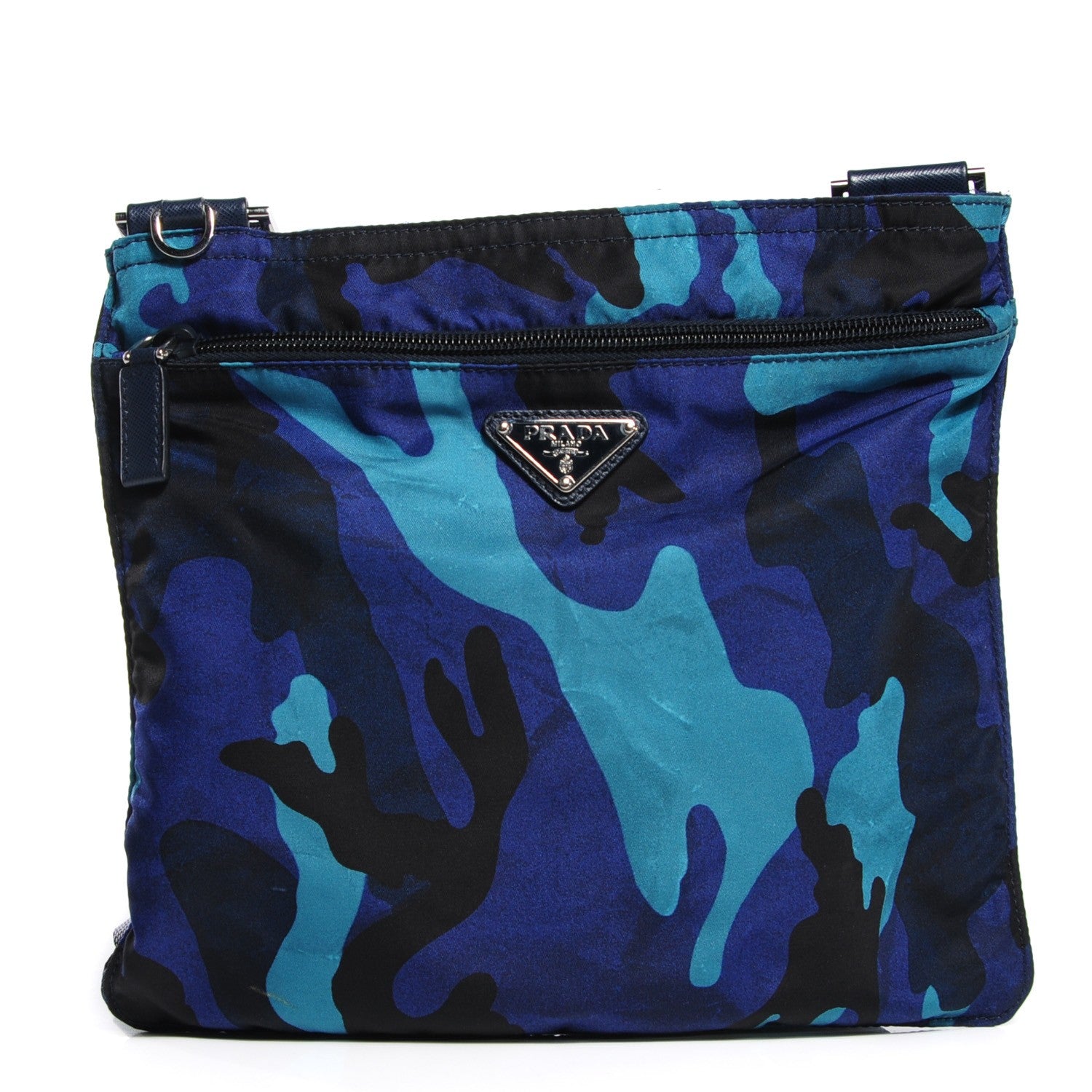 Prada Tessuto Nylon Small Camouflage Crossbody Bag Royal Blue 1 of 9