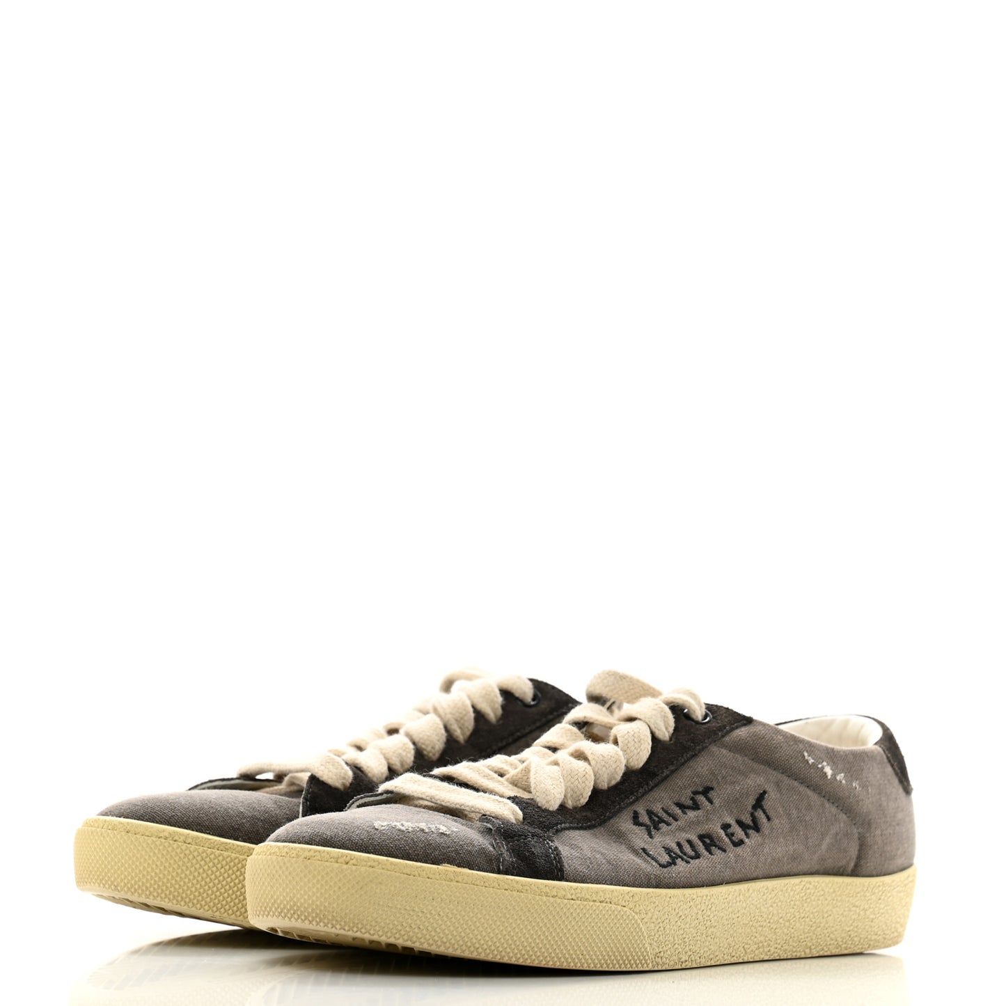 Destroyed Canvas Embroidered Womens Court Classic Sneakers 38 Black