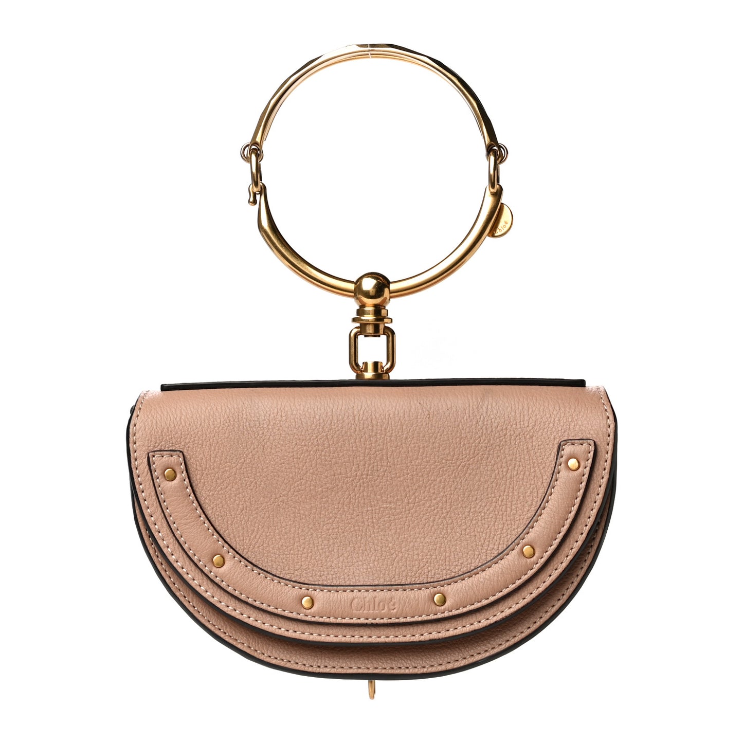 Calfskin Small Nile Bracelet Minaudiere Bag Biscotti Beige