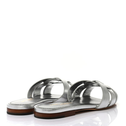 Saint Laurent Calfskin Tribute 05 Slide Sandals 35.5 Argent 4 of 8