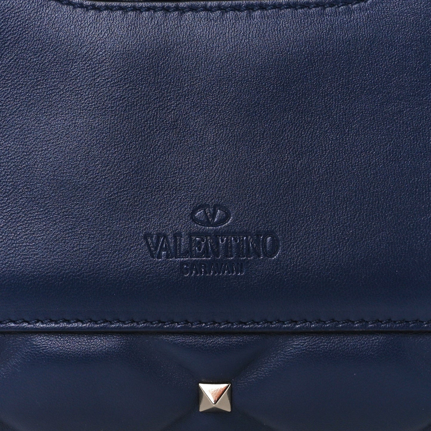 Lambskin VLTN Print Candystud Top Handle Bag Navy