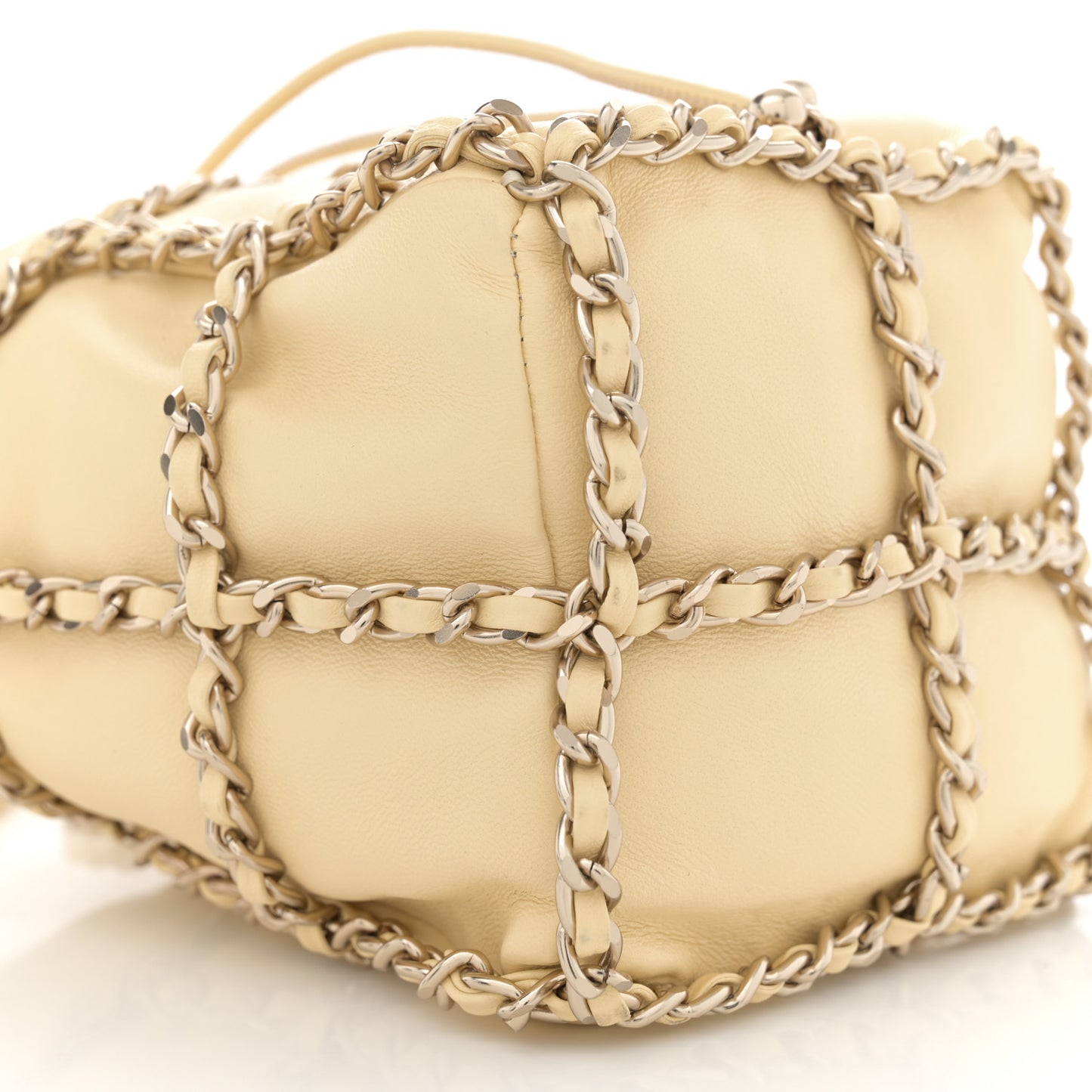 Lambskin Bucket Chain Drawstring Bag Yellow