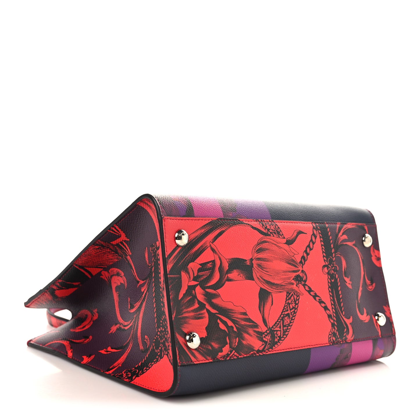 Printed Calfskin Vara Bow Top Handle Tote Multicolor