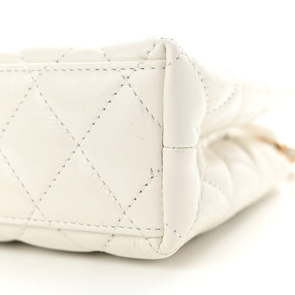 Chanel Shiny Aged Calfskin Quilted Nano Kelly Shopper White 10 of 10