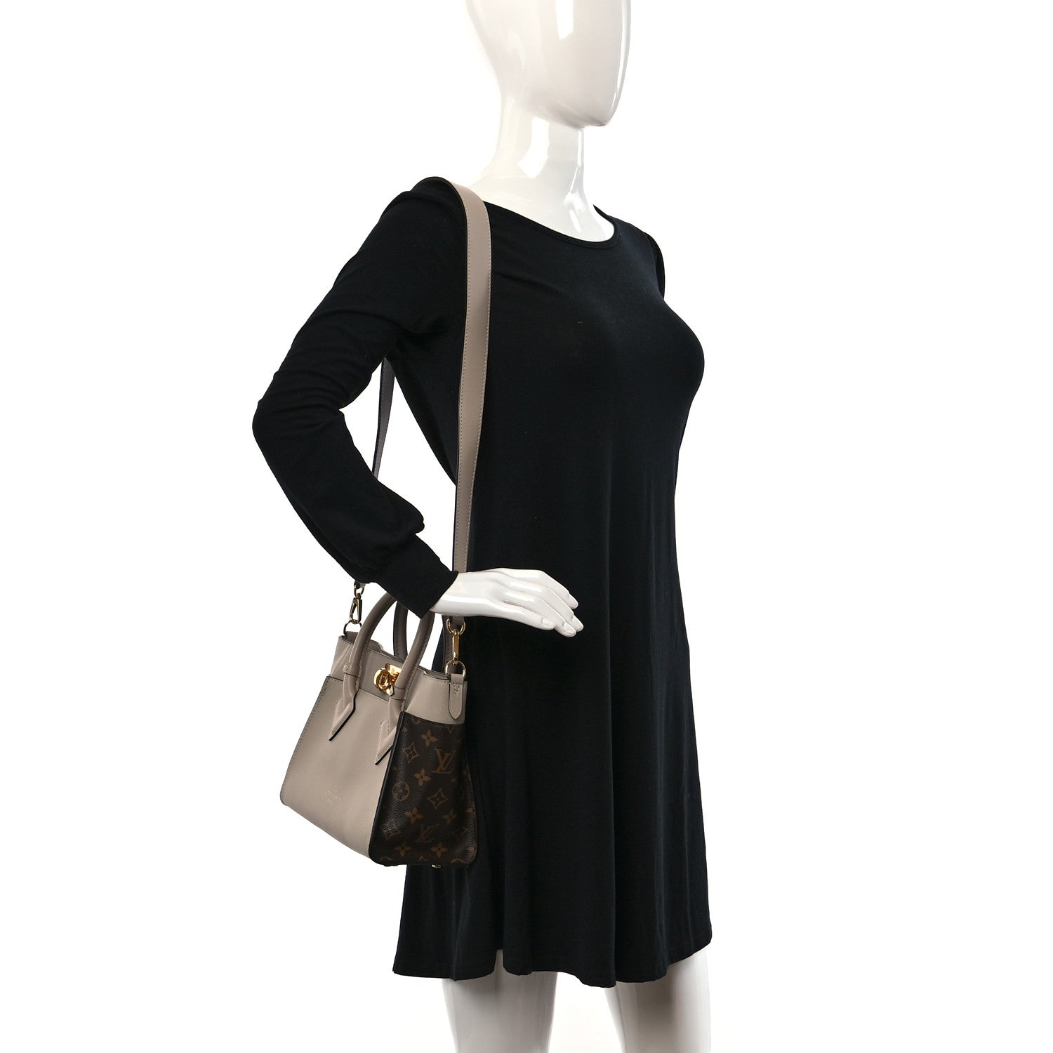 Louis Vuitton Calfskin Monogram On My Side PM Greige 2 of 8
