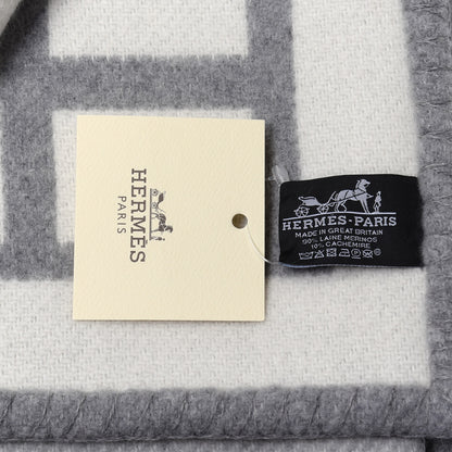 Hermes Wool Cashmere Avalon III Blanket Ecru Gris Clair 3 of 3