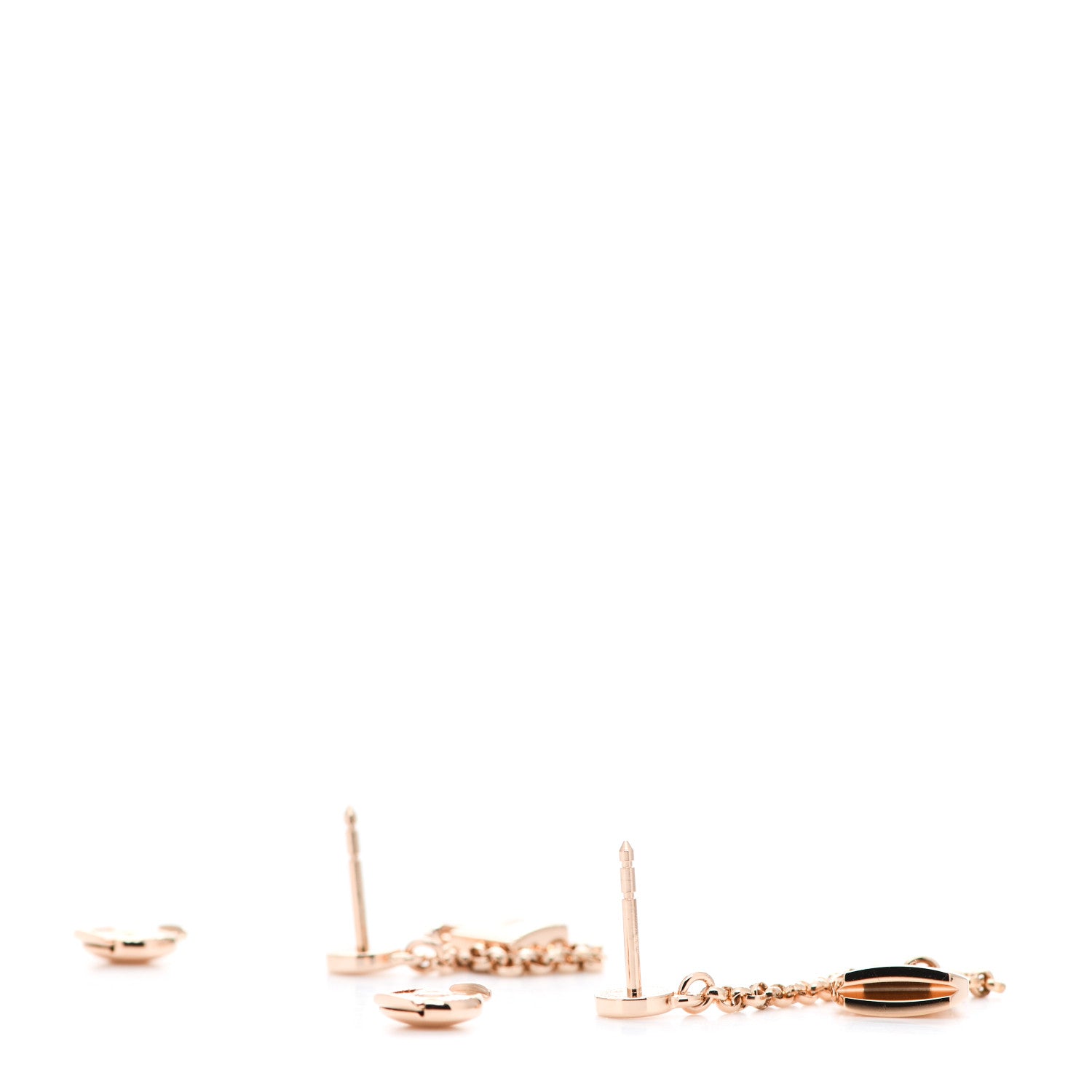 Hermes 18K Rose Gold Kelly Clochette Earrings 3 of 5
