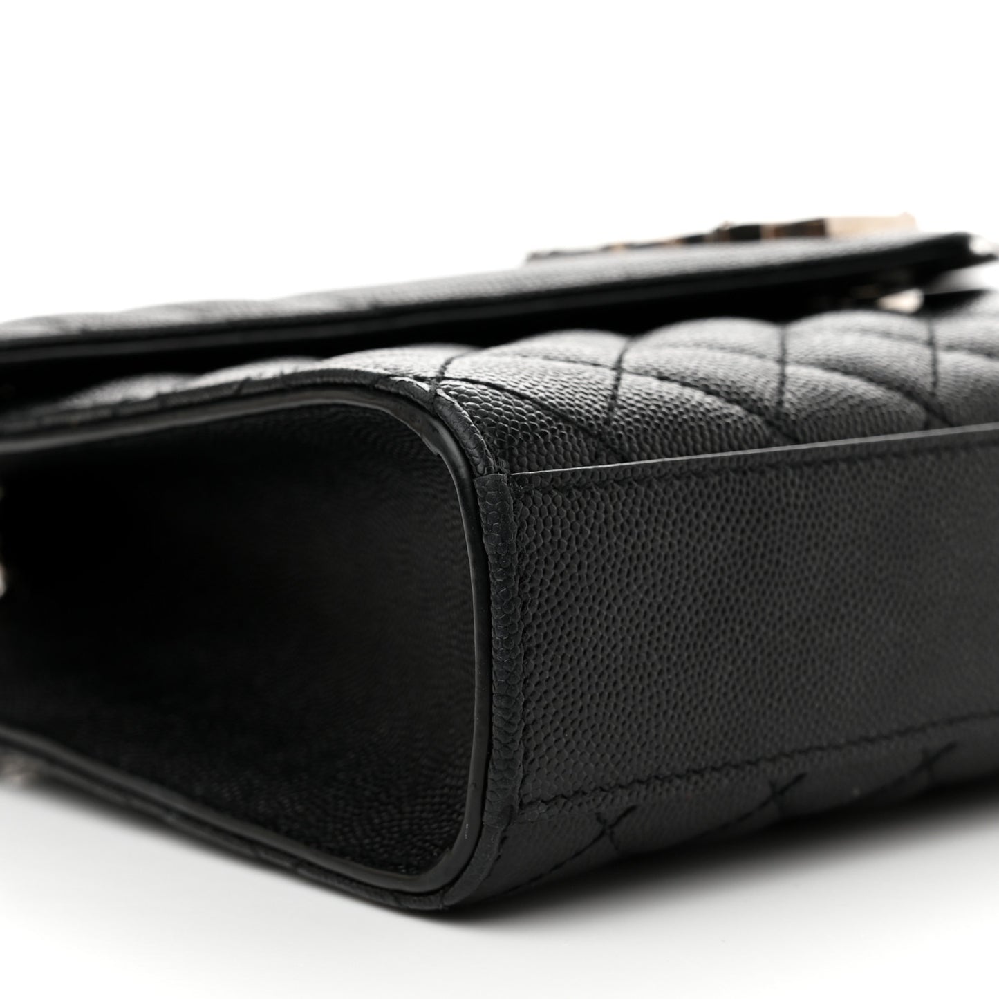 Grain De Poudre Textured Mixed Matelasse Triquilt Medium Monogram Satchel Black