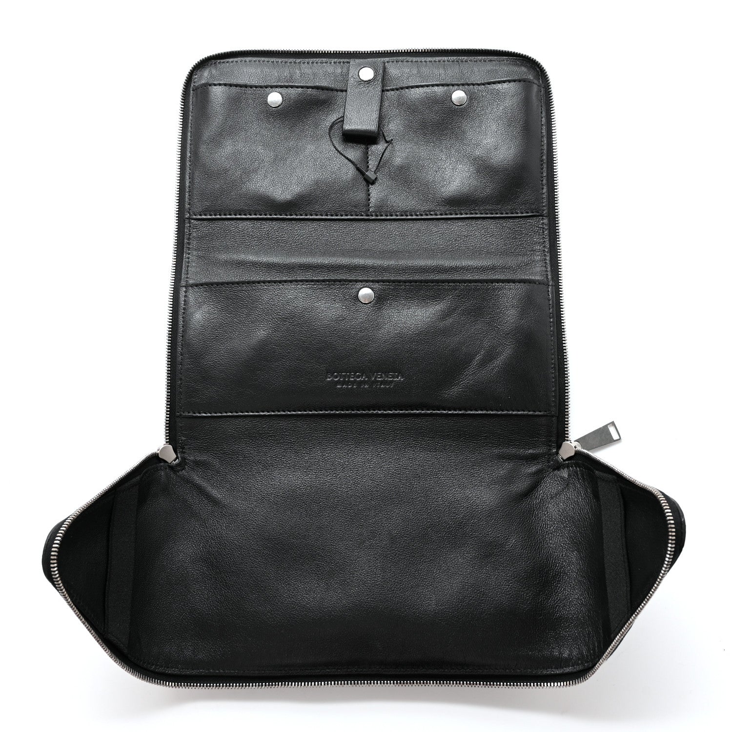 Bottega Veneta Calfskin Intarsio Toiletry Case Black 5 of 7