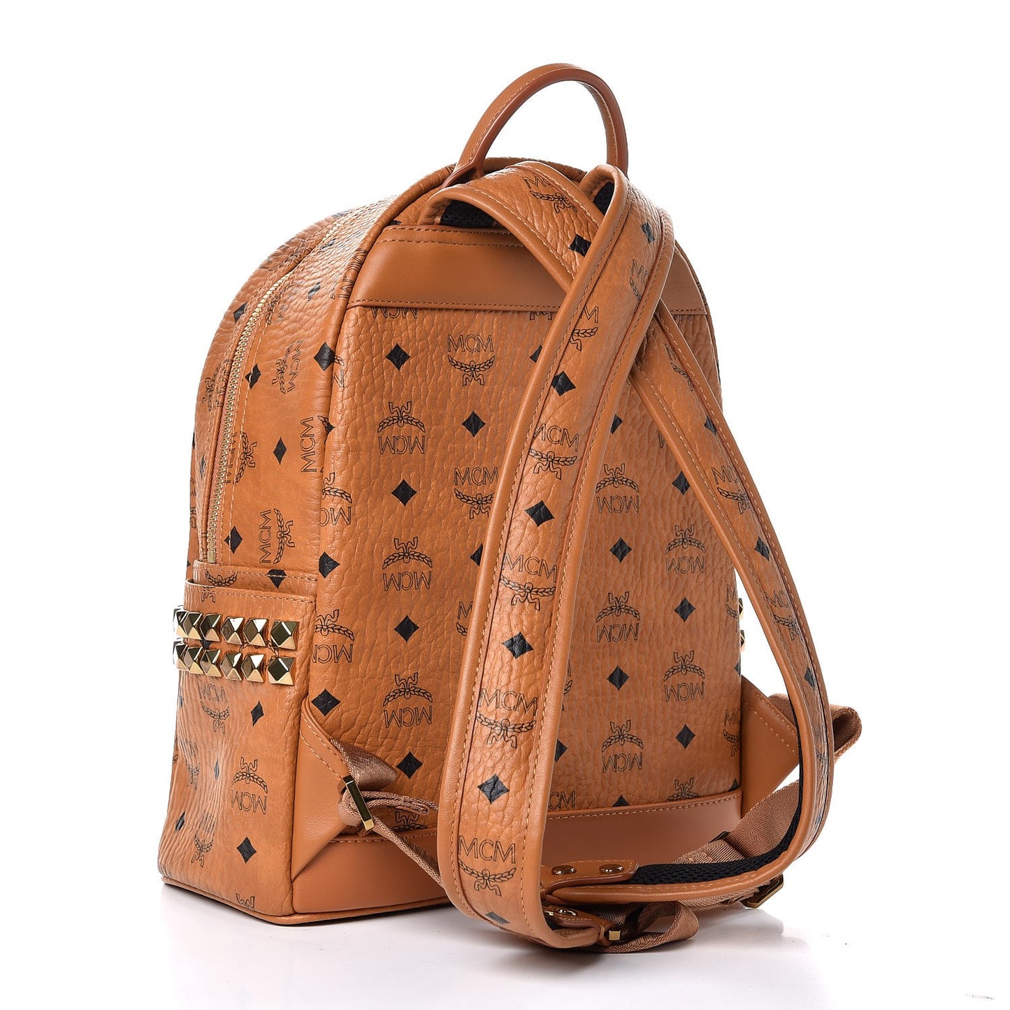Striped Visetos Small Stud Stark Backpack Cognac