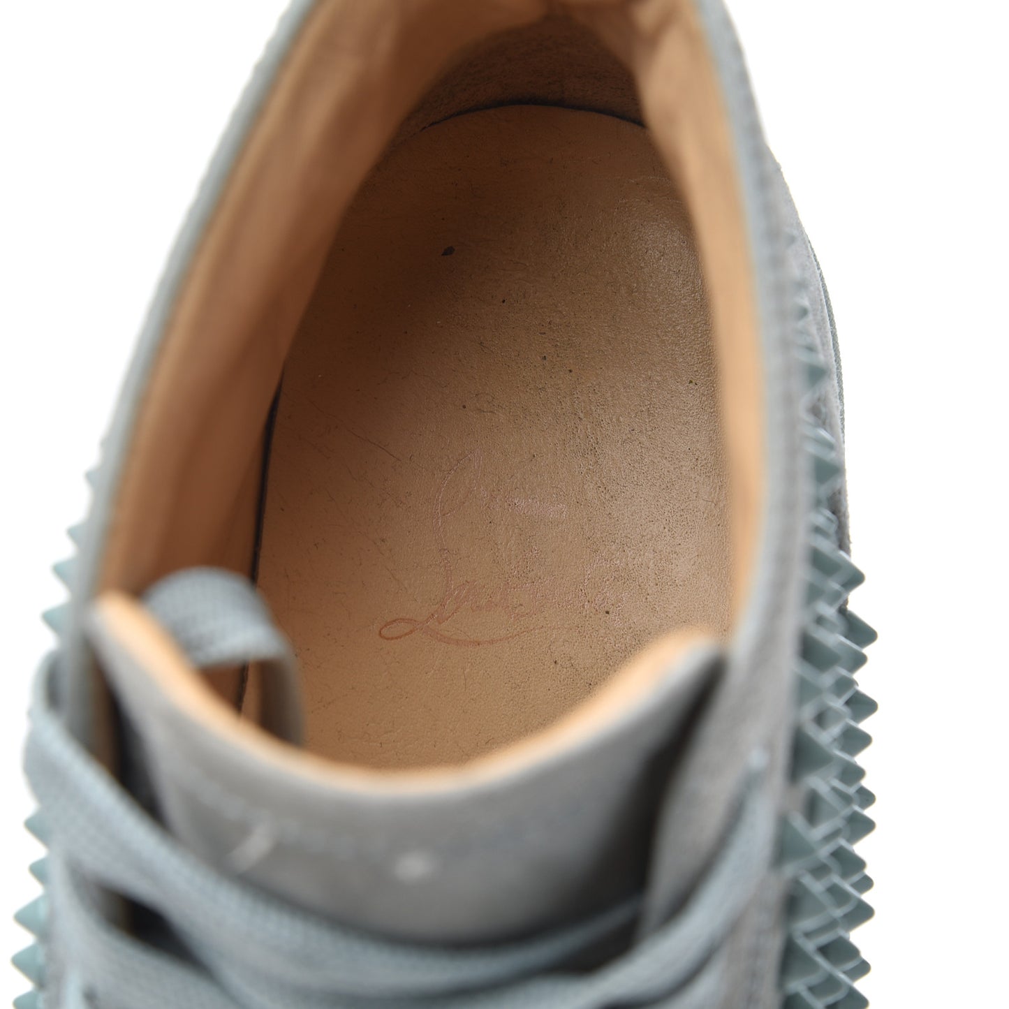 Veau Velours Mens Louis Orlato Flat Spikes Sneakers 42 Light Green