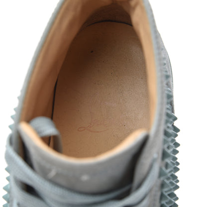 Christian Louboutin Veau Velours Mens Louis Orlato Flat Spikes Sneakers 42 Light Green 6 of 23