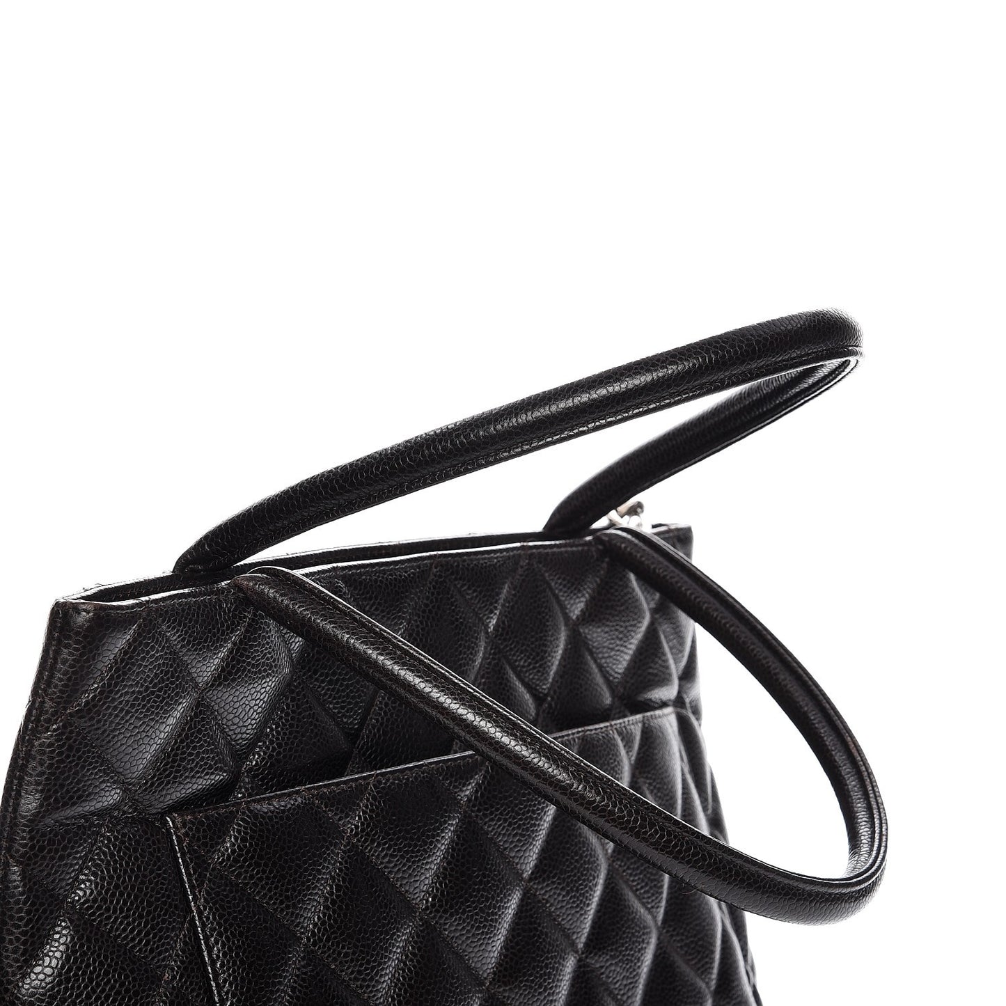 Caviar Quilted Medallion Tote Dark Brown