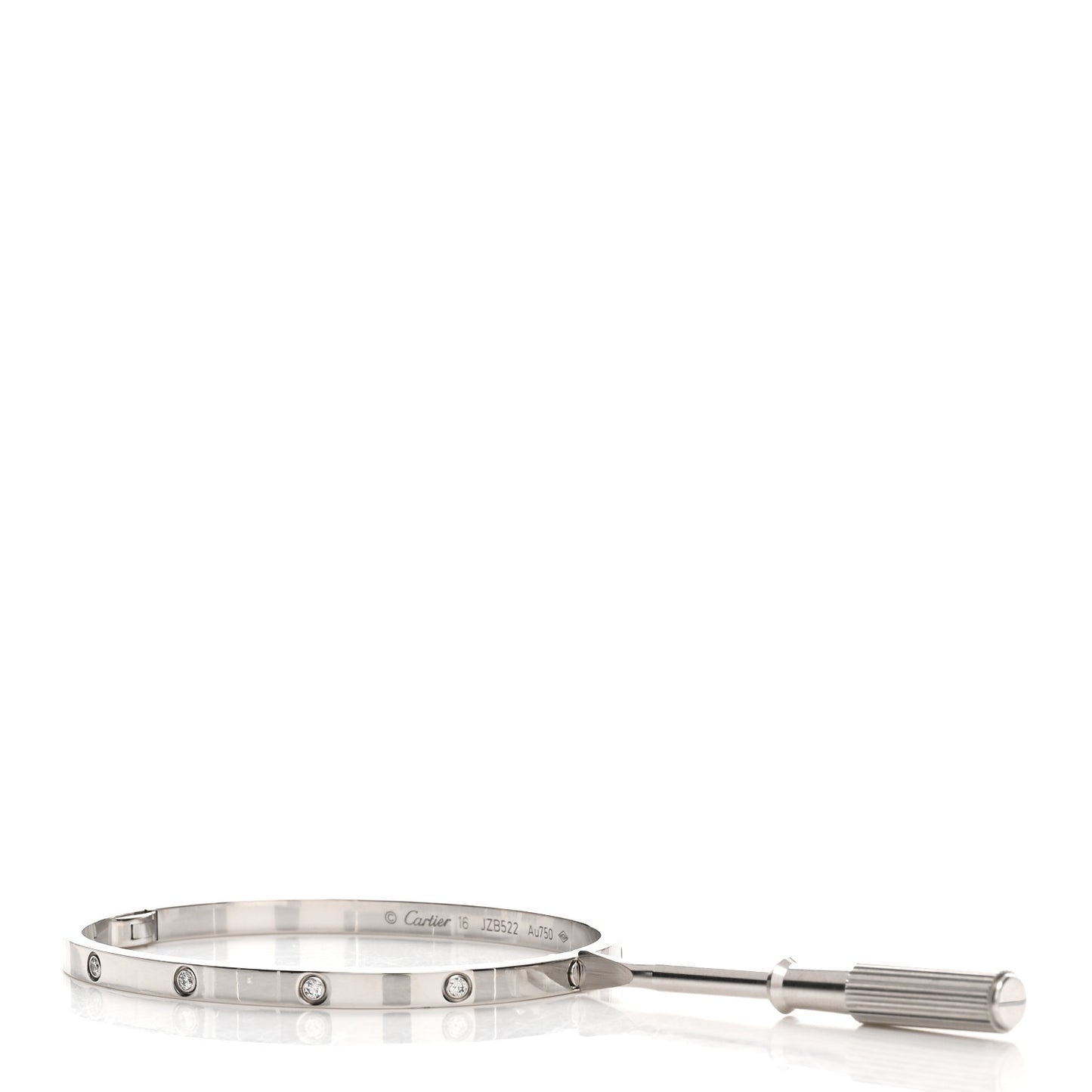 18K White Gold 10 Diamond Small LOVE Bracelet 16