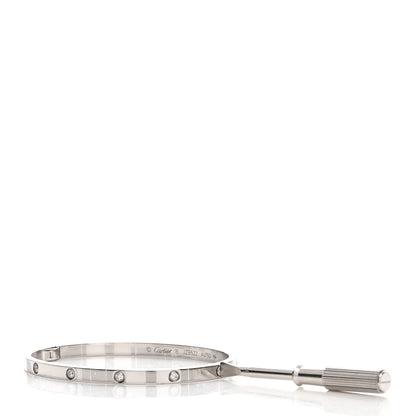 Cartier 18K White Gold 10 Diamond Small LOVE Bracelet 16 3 of 4