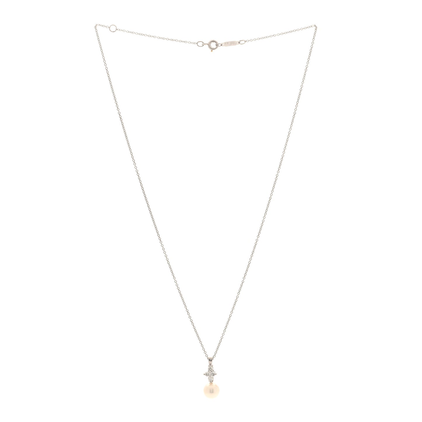 Platinum Cultured Pearl Diamond Pendant Necklace