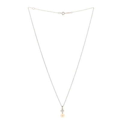 Tiffany Platinum Cultured Pearl Diamond Pendant Necklace 3 of 4