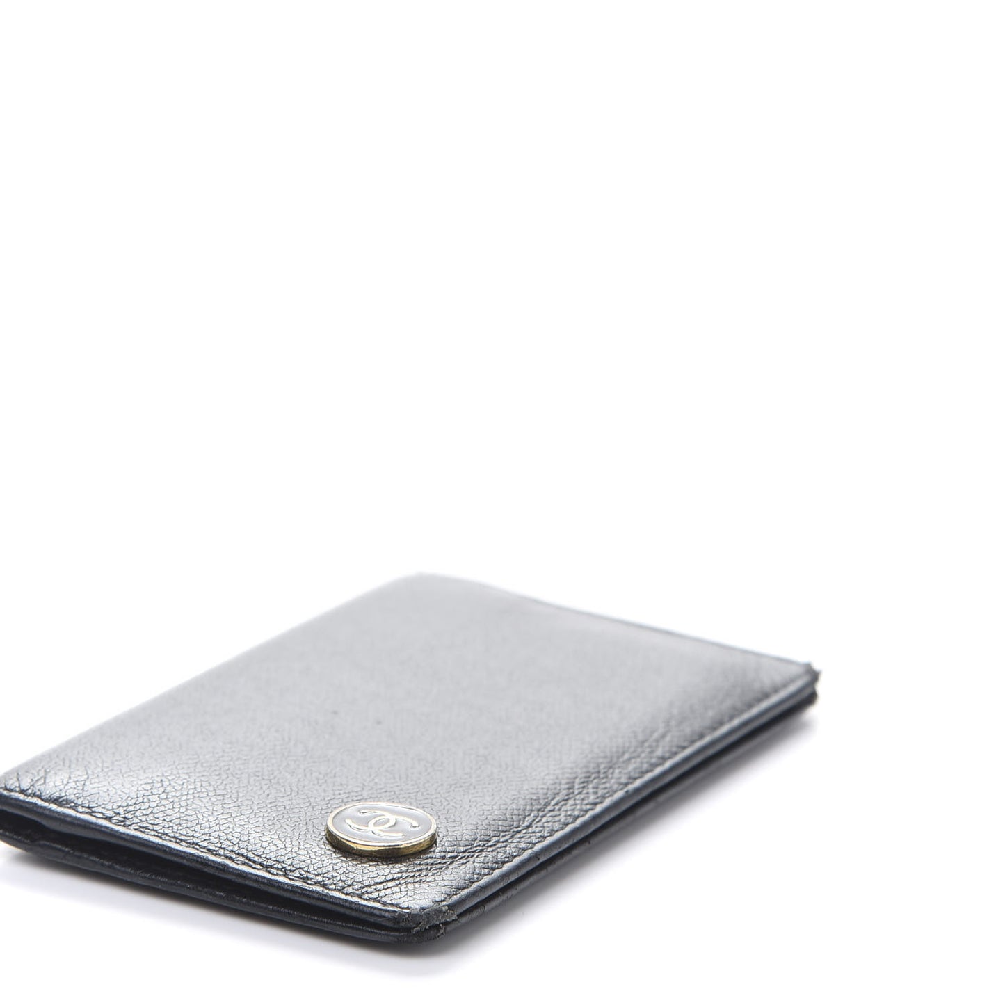 Grained Calfskin Small CC Button Pocket Agenda Cover Black