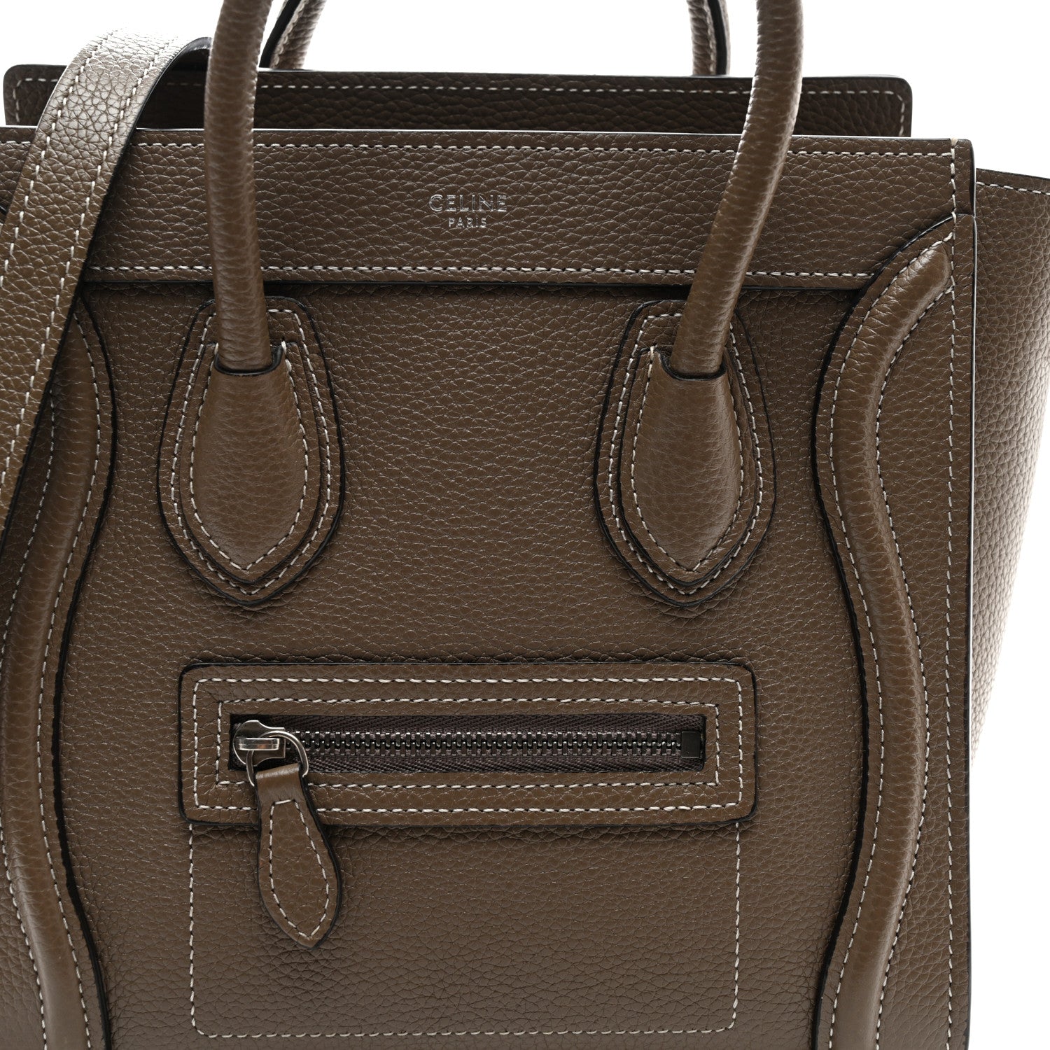 Celine Drummed Calfskin Nano Luggage Souris 8 of 10
