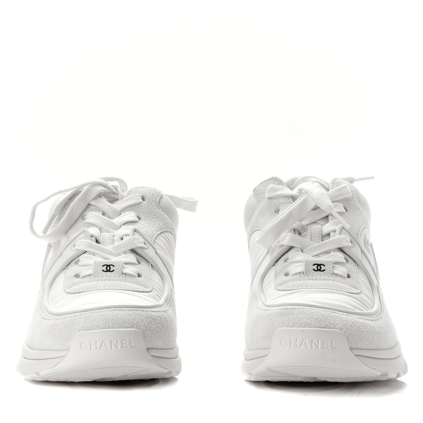 Suede Calfskin Fabric CC Sneakers 37.5 White