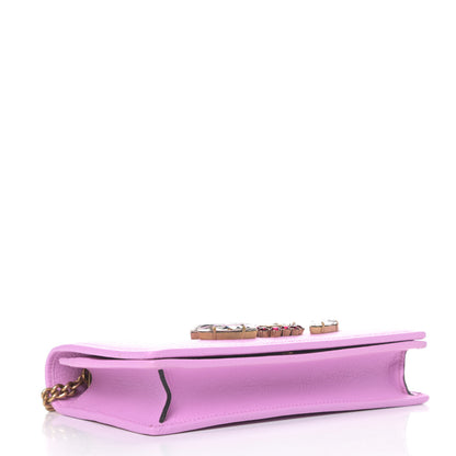 Gucci Calfskin Marquise Crystals Mini GG Chain Wallet Malva 3 of 4