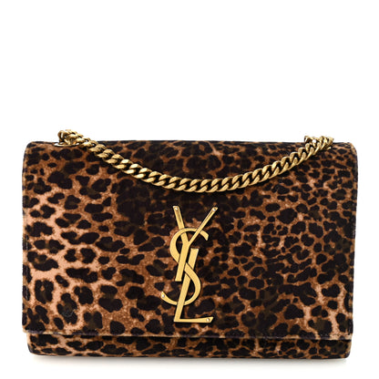 Saint Laurent Velvet Leopard Print Small Monogram Kate Satchel Manto Natural 1 of 10